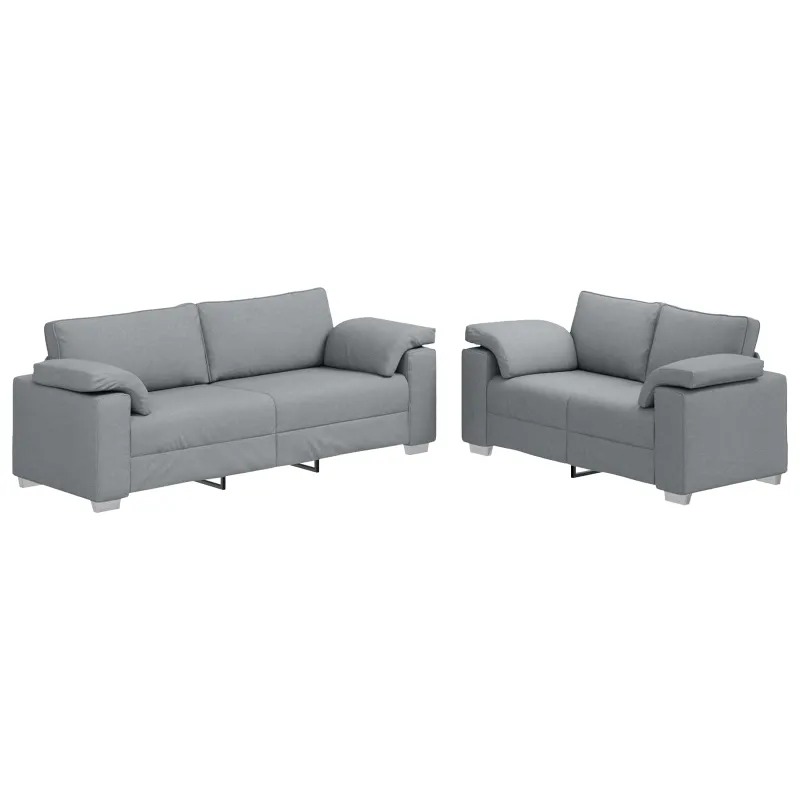 Sofa 2 pcs Šviesiai pilka 219 x 80 x 82 cm audinys