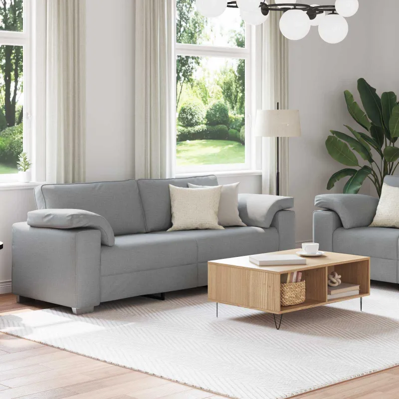 Sofa 2 pcs Šviesiai pilka 219 x 80 x 82 cm audinys