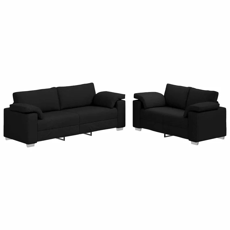 Sofa 2 pcs Juodas 219 x 80 x 82 cm audinys
