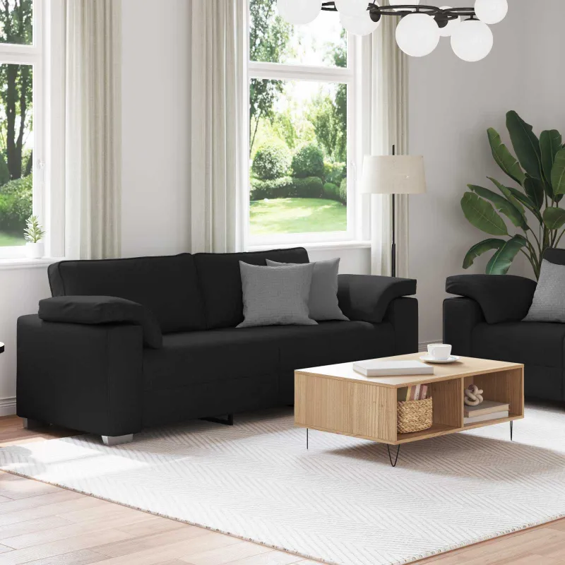 Sofa 2 pcs Juodas 219 x 80 x 82 cm audinys