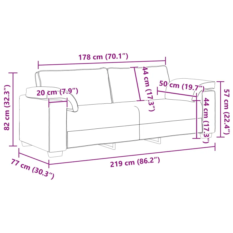 Sofa 2 pcs Tamsiai žalia 219 x 80 x 82 cm audinys