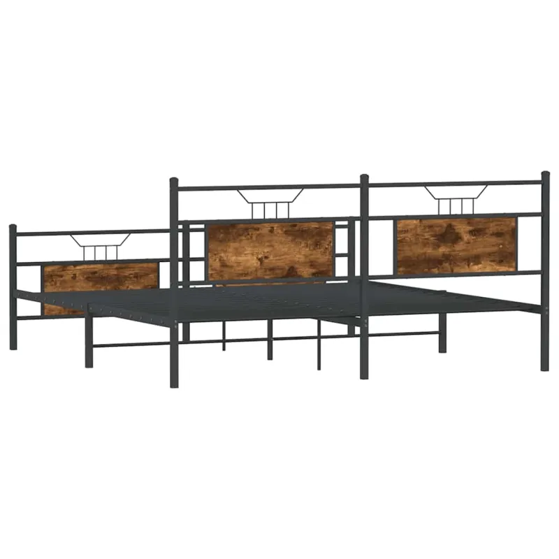 Lovos rėmas be čiužinio, dūminio ąžuolo, 183x213cm, metalas