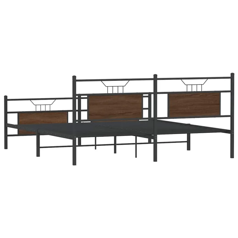 Lovos rėmas be čiužinio, rudas ąžuolo, 183x213cm, metalas