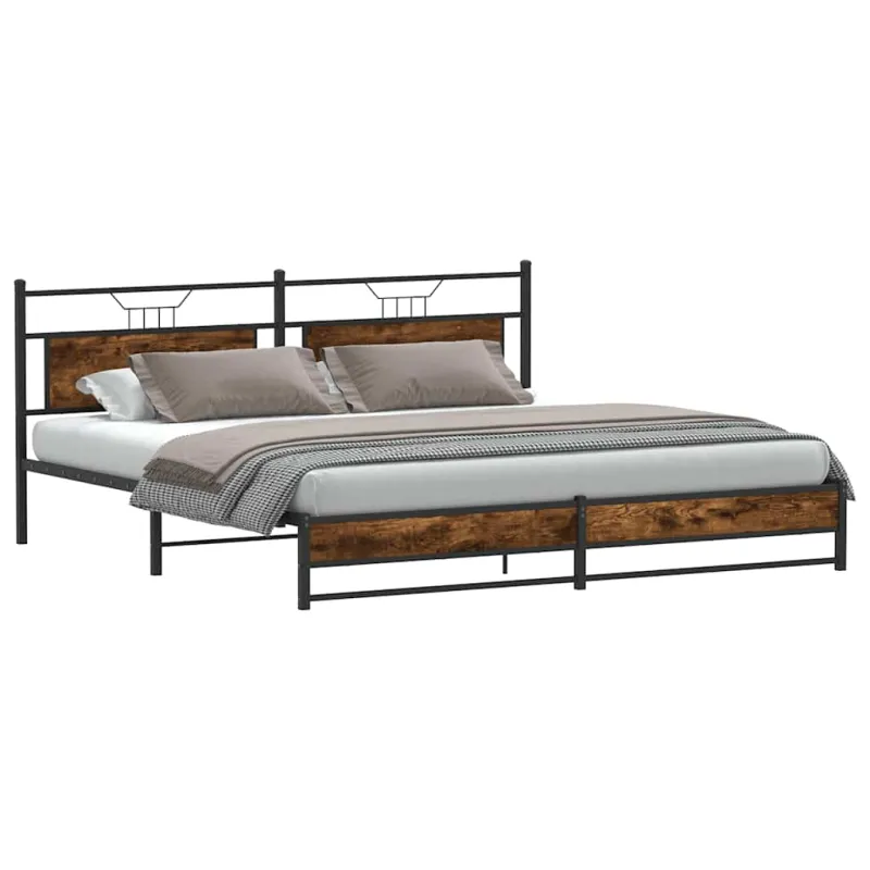 Lovos rėmas be čiužinio, dūminio ąžuolo, 193x201cm, metalas