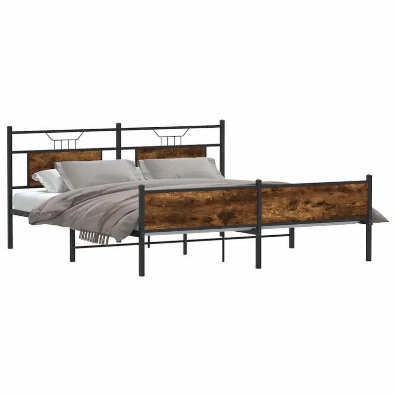 Lovos rėmas be čiužinio, dūminio ąžuolo, 160x200cm, metalas