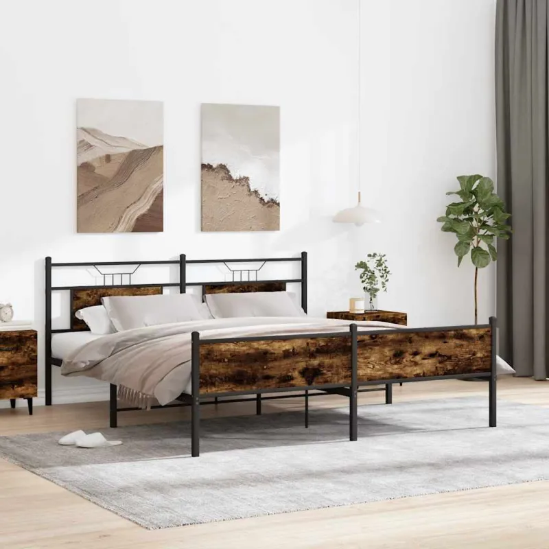 Lovos rėmas be čiužinio, dūminio ąžuolo, 180x200cm, metalas