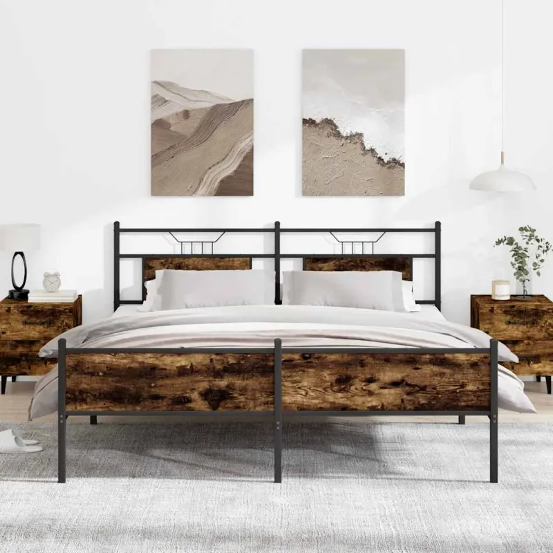 Lovos rėmas be čiužinio, dūminio ąžuolo, 180x200cm, metalas