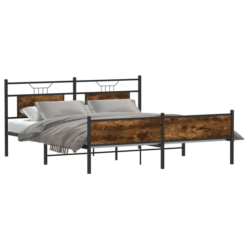 Lovos rėmas be čiužinio, dūminio ąžuolo, 180x200cm, metalas