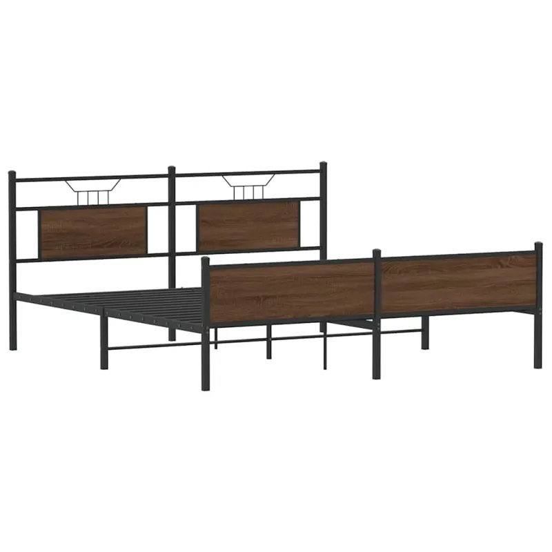 Lovos rėmas be čiužinio, rudas ąžuolo, 160x200cm, metalas
