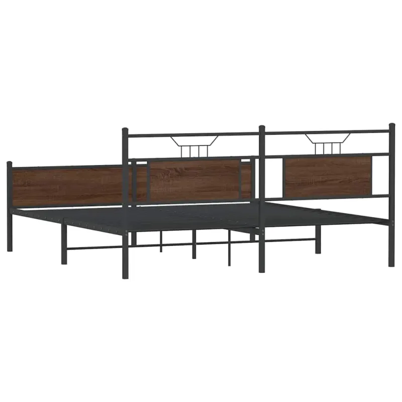 Lovos rėmas be čiužinio, rudas ąžuolo, 183x213cm, metalas