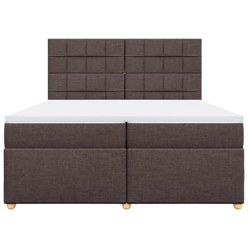Lova su spyruoklėmis ir čiužiniu, ruda, 200x200 cm, audinys