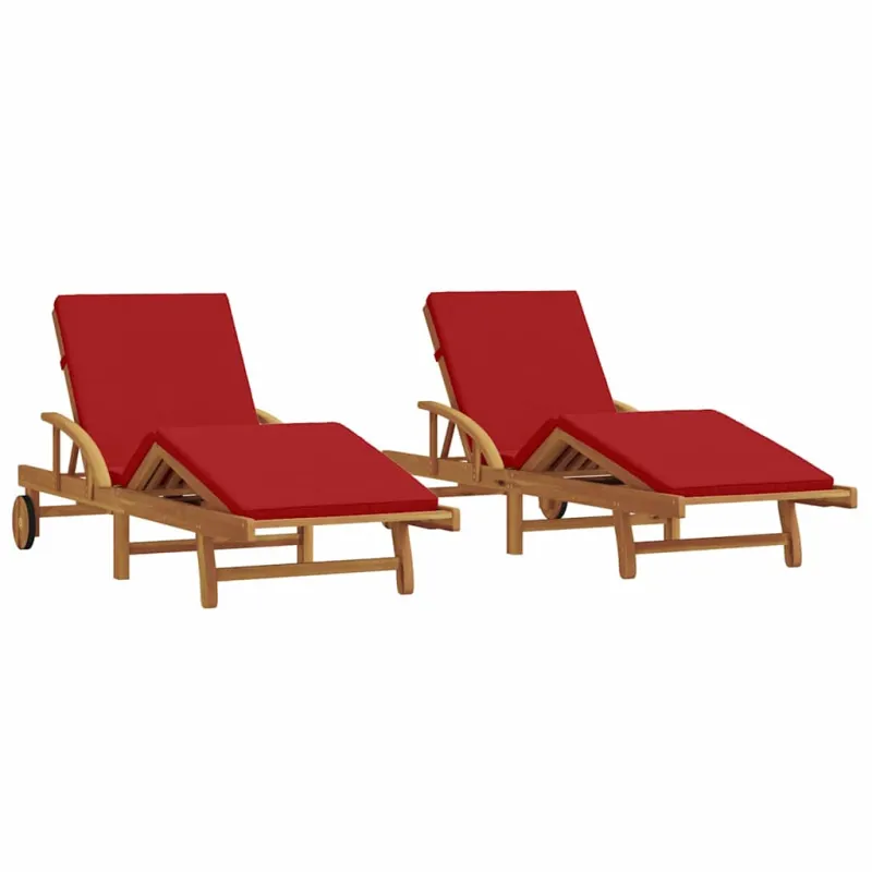 Saulės gultas 2 pcs Raudona 200 x 67 x 84 cm
