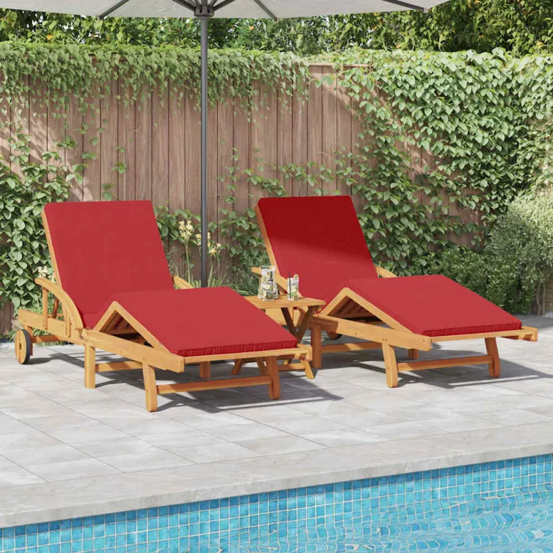 Saulės gultas 3 pcs Raudona 200 x 67 x 84 cm