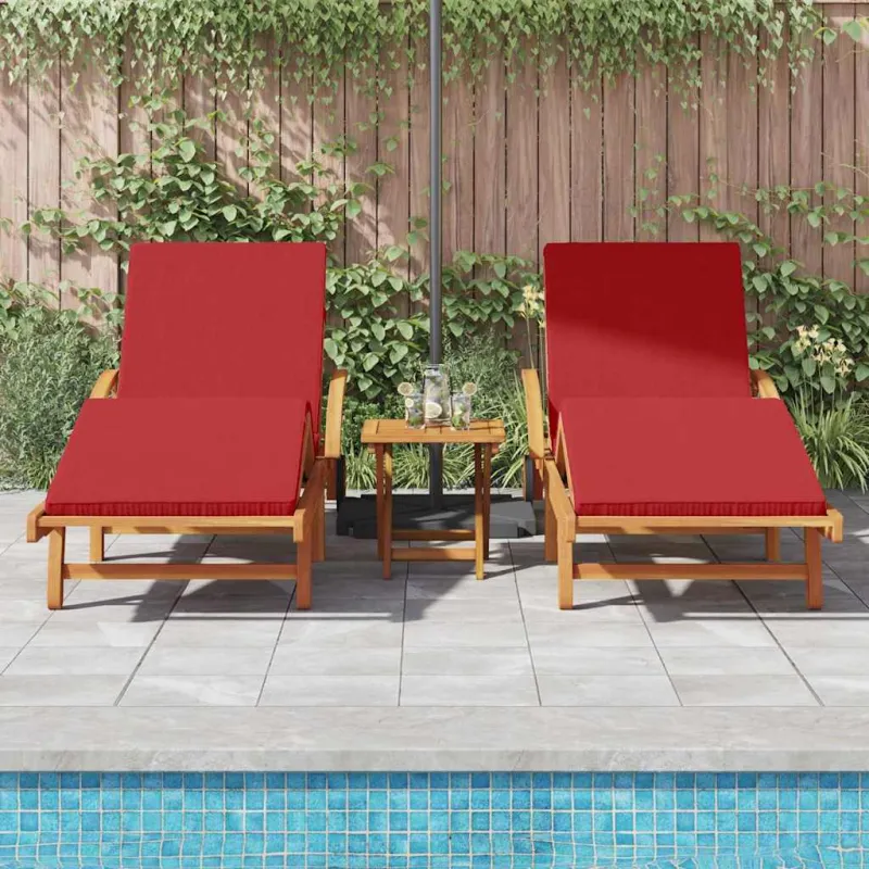 Saulės gultas 3 pcs Raudona 200 x 67 x 84 cm