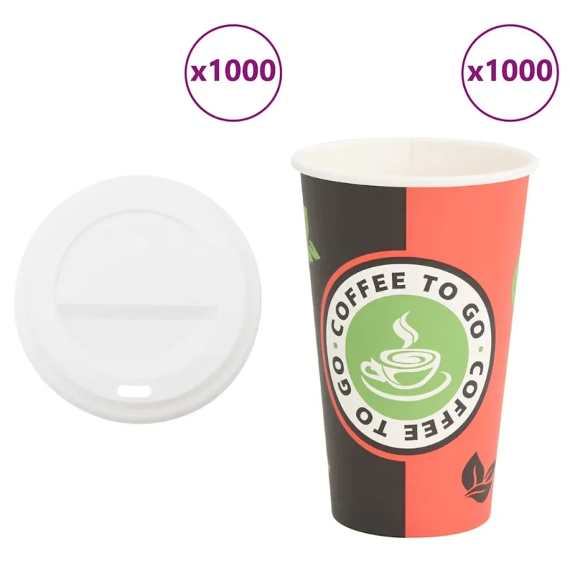 popieriniai kavos puodeliai su dangteliais 1000 vnt 16oz 400 ml