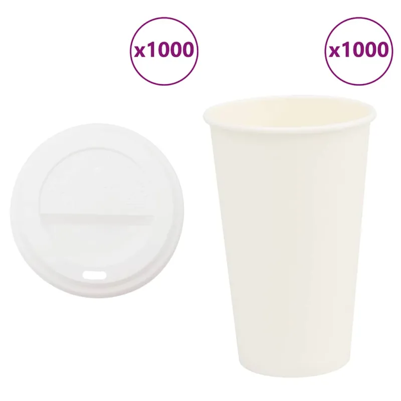 popieriniai kavos puodeliai su dangteliais 1000 vnt 16oz 400 ml