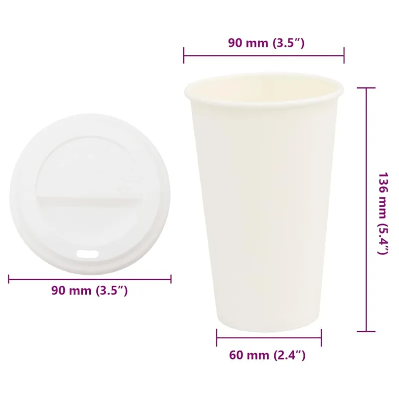 popieriniai kavos puodeliai su dangteliais 1000 vnt 16oz 400 ml