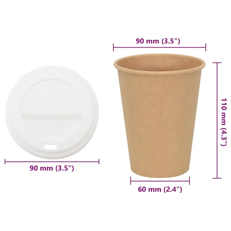 popieriniai kavos puodeliai su dangteliais 1000 vnt 12oz 300ml