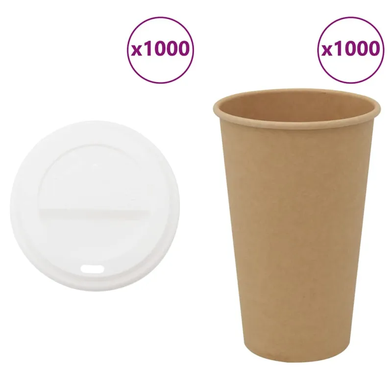 popieriniai kavos puodeliai su dangteliais 1000 vnt 16oz 400 ml