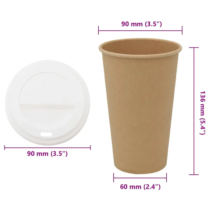 popieriniai kavos puodeliai su dangteliais 1000 vnt 16oz 400 ml