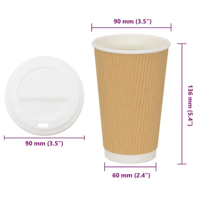 popieriniai kavos puodeliai su dangteliais 1000 vnt 16oz 400 ml