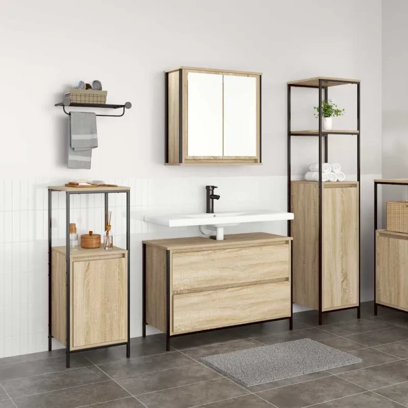 Vonios baldų rinkinys 3 pcs Sonoma ąžuolas Apdirbta mediena