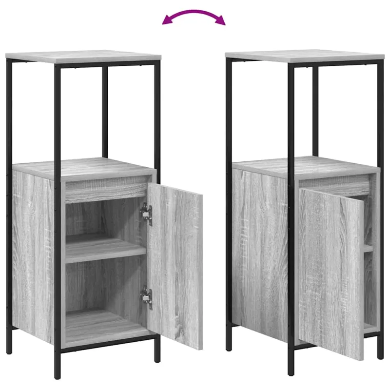 Vonios baldų rinkinys su stalčių 3 pcs Pilkas sonoma ir Juodas