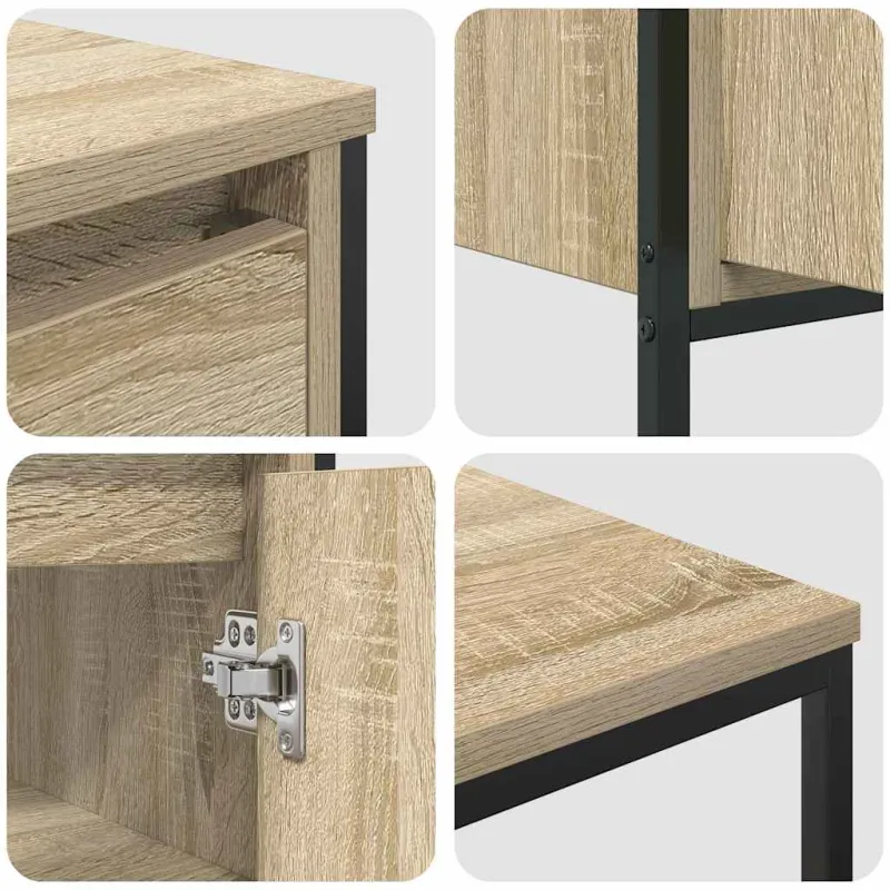 Vonios baldų rinkinys su lentyna 3 pcs Sonoma ąžuolas ir juoda
