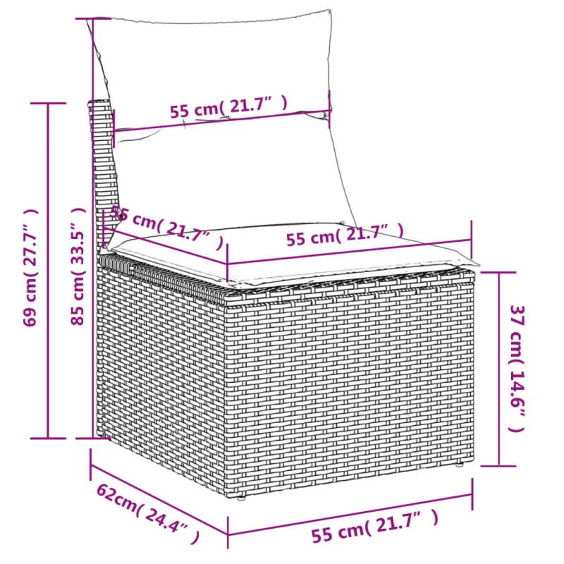 Sofakokonaisuus tyynyine, 13 osaa, hiekka, polyratasta