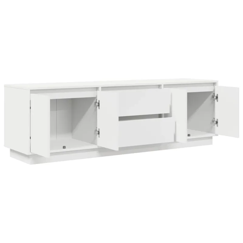 TV spintelė su LED lemputėmis, baltos spalvos, 160,5x41x50 cm