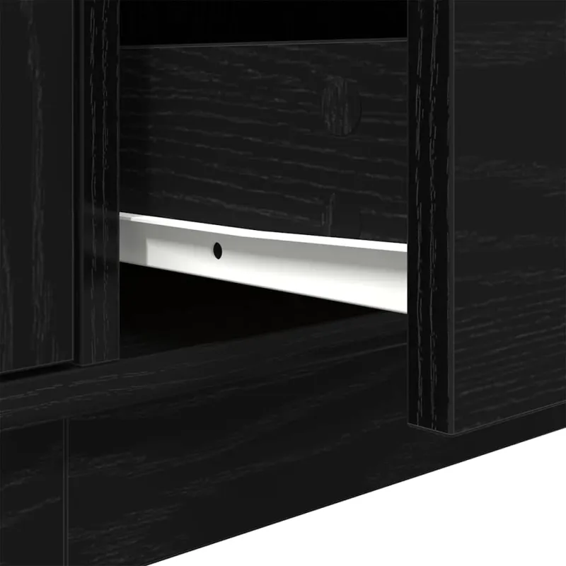 Televizoriaus spintelė su LED apšvietimu, juoda, 160,5x41x50 cm