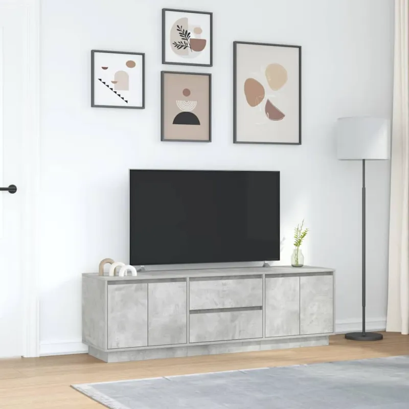 TV spintelė su LED lemputėmis, betono pilka, 160,5x41x50 cm