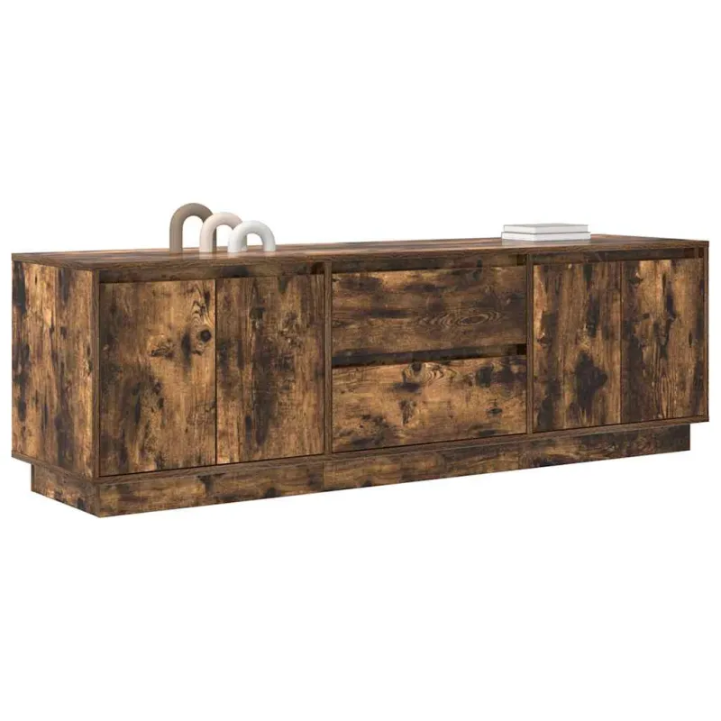 TV spintelė su LED lemputėmis, dūminio ąžuolo, 160,5x41x50 cm