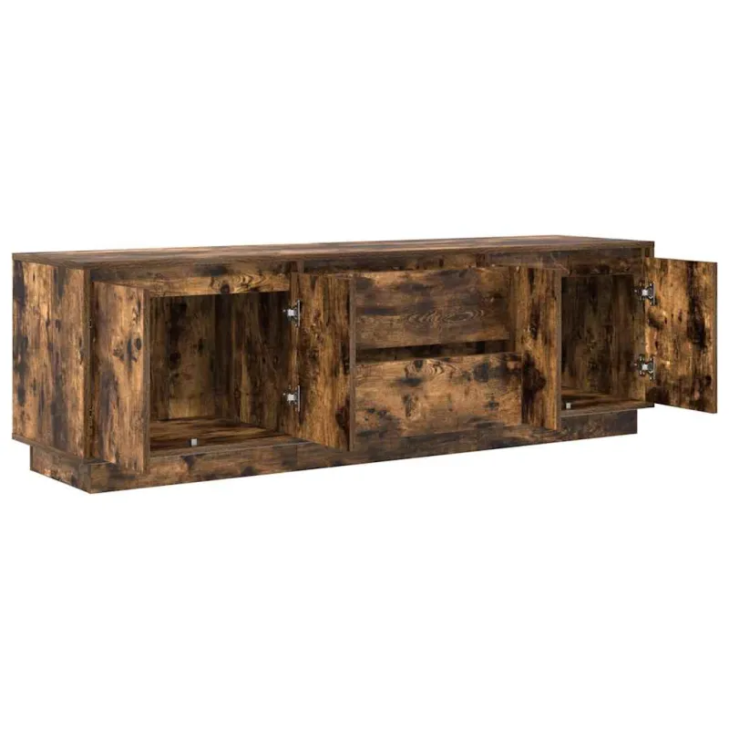 TV spintelė su LED lemputėmis, dūminio ąžuolo, 160,5x41x50 cm