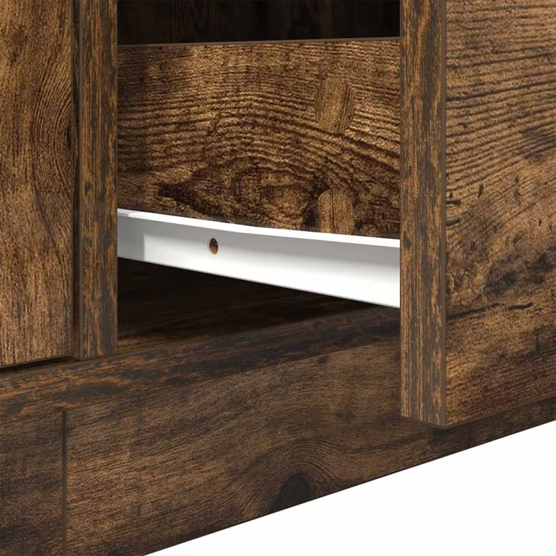 TV spintelė su LED lemputėmis, dūminio ąžuolo, 160,5x41x50 cm