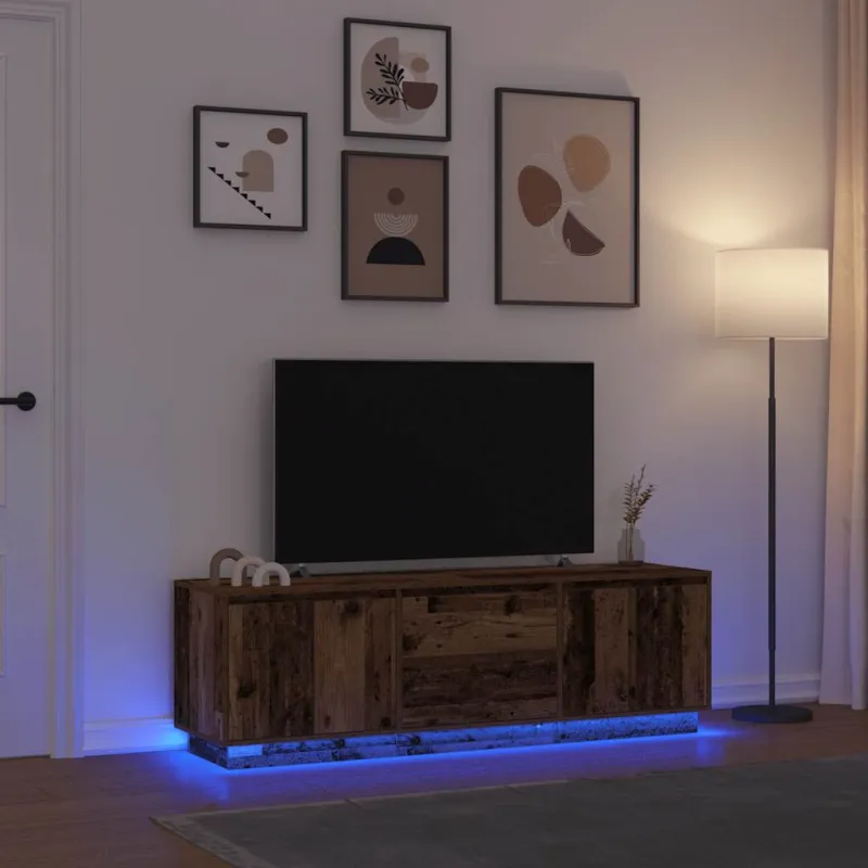 Televizoriaus spintelė su LED, medienos, 160,5x41x50 cm