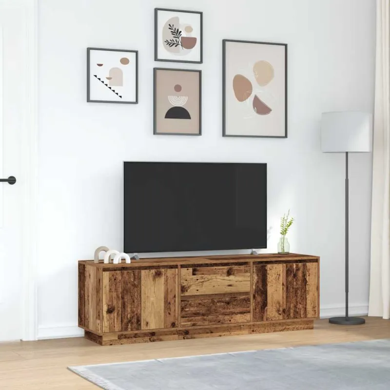 Televizoriaus spintelė su LED, medienos, 160,5x41x50 cm