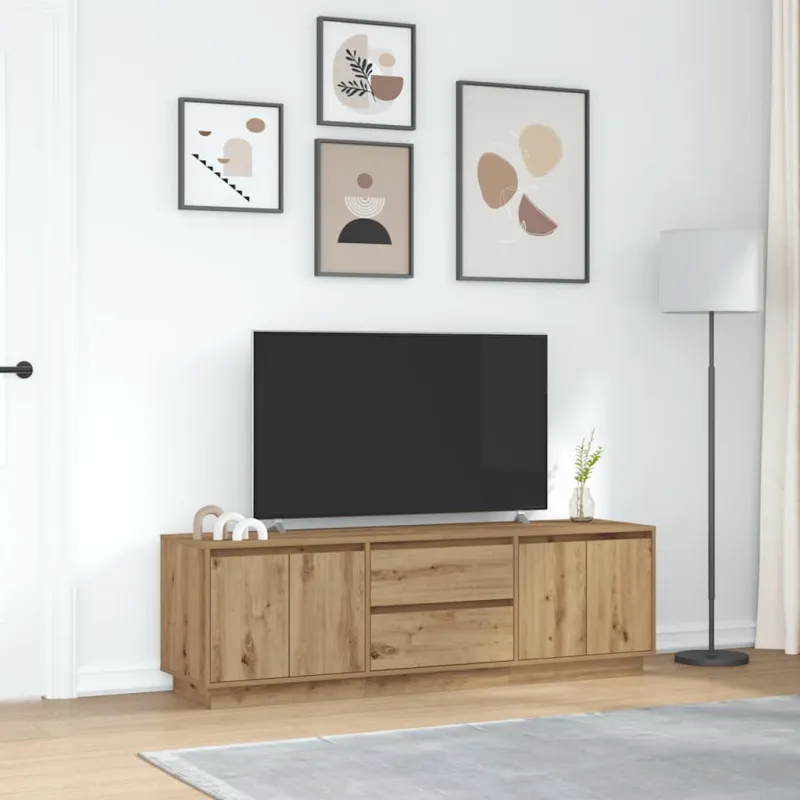 Televizoriaus spintelė su LED, artisano ąžuolas, 160,5x41x50 cm