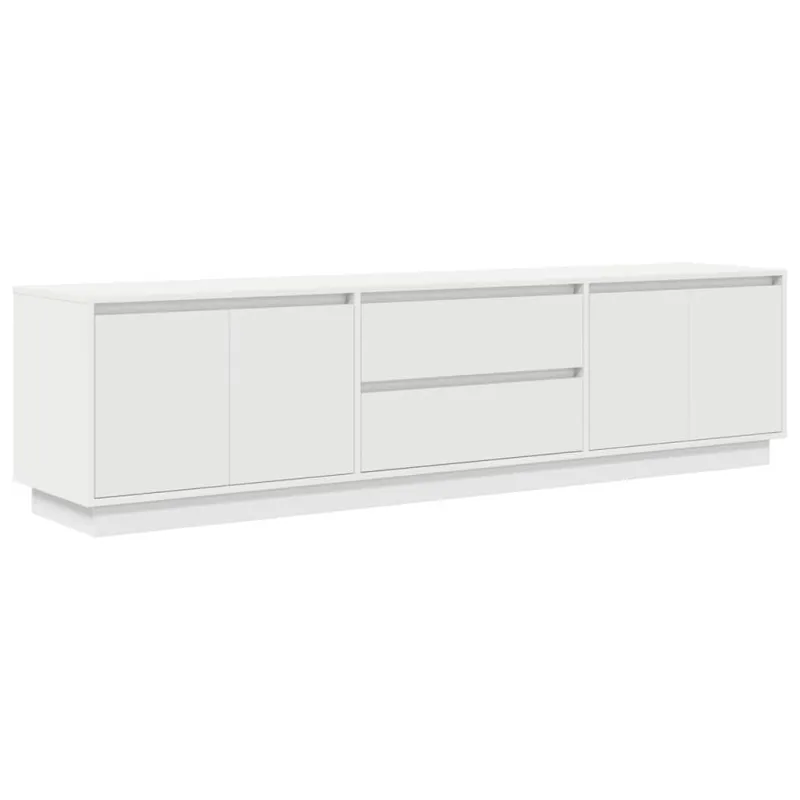 TV spintelė su LED lemputėmis, baltos spalvos, 193,5x41x50 cm
