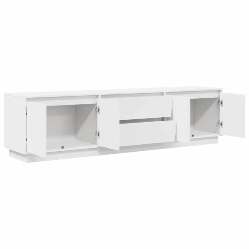 TV spintelė su LED lemputėmis, baltos spalvos, 193,5x41x50 cm