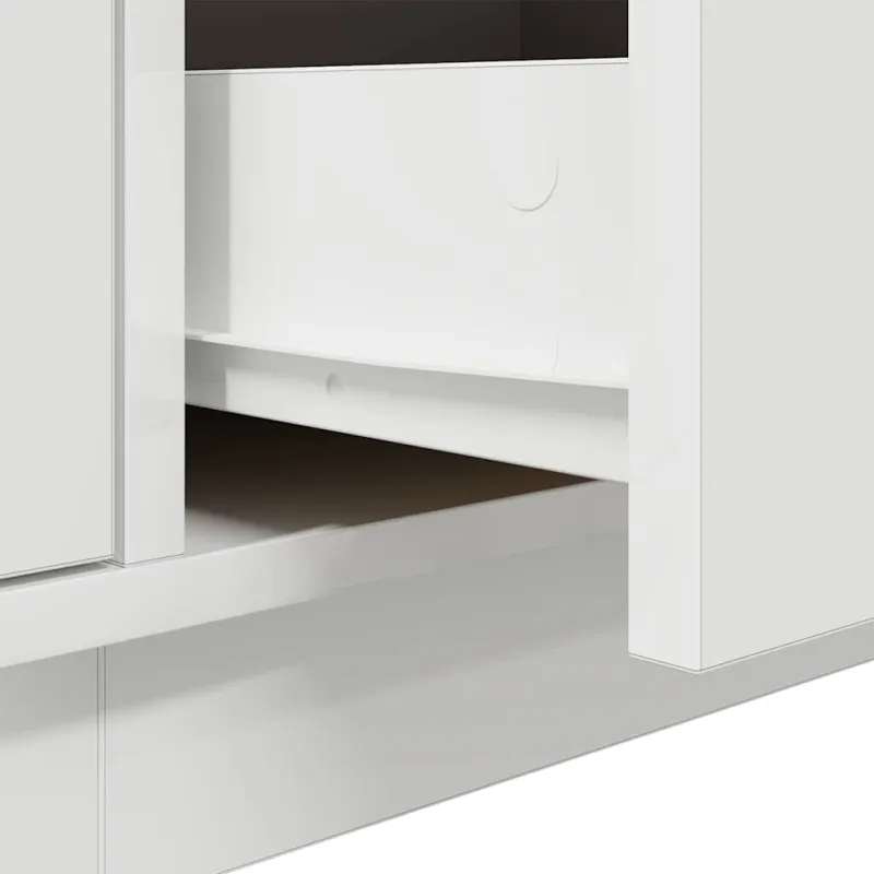 TV spintelė su LED lemputėmis, baltos spalvos, 193,5x41x50 cm