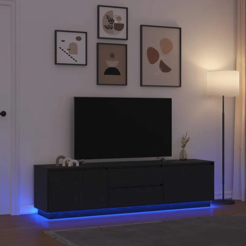 Televizoriaus spintelė su LED apšvietimu, 193,5x41x50 cm