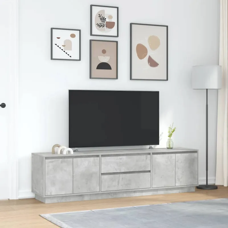 TV spintelė su LED lemputėmis, betono pilka, 193,5x41x50 cm