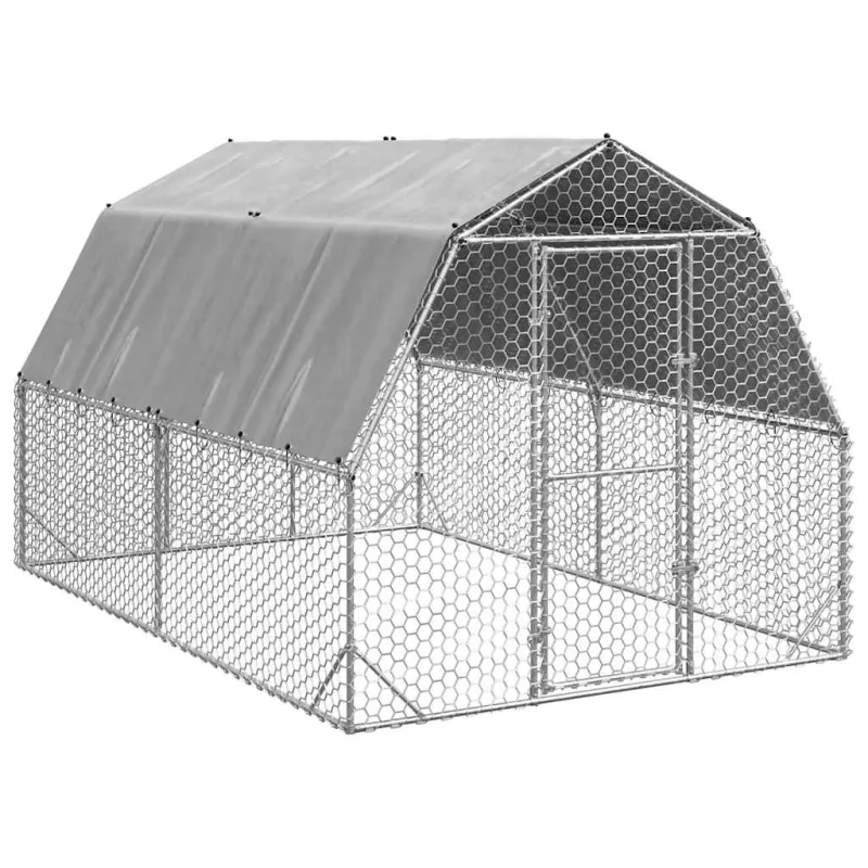 vištienos bėgimas su stogu 2,5x4x2,25 m cinkuoto plieno