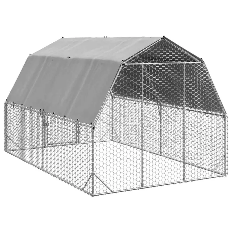 vištienos bėgimas su stogu 2,5x4x2,25 m cinkuoto plieno