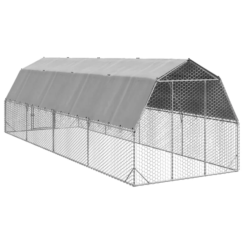 vištienos bėgimas su stogu 2,5x8x2,25 m cinkuoto plieno