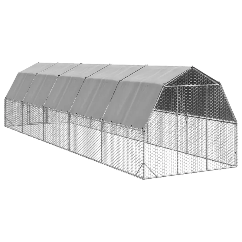 vištienos bėgimas su stogu 2,5x10x2,25 m cinkuoto plieno