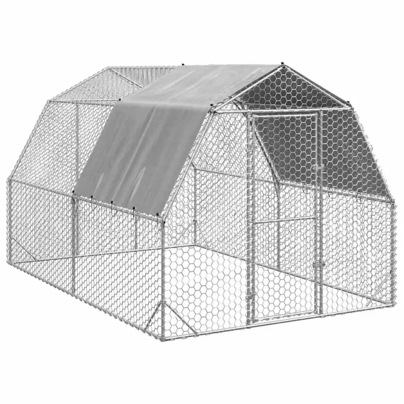 vištienos bėgimas su stogu 2,5x4x2,25 m cinkuoto plieno