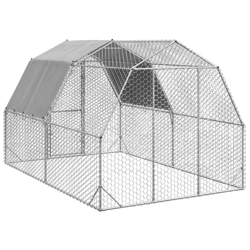 vištienos bėgimas su stogu 2,5x4x2,25 m cinkuoto plieno