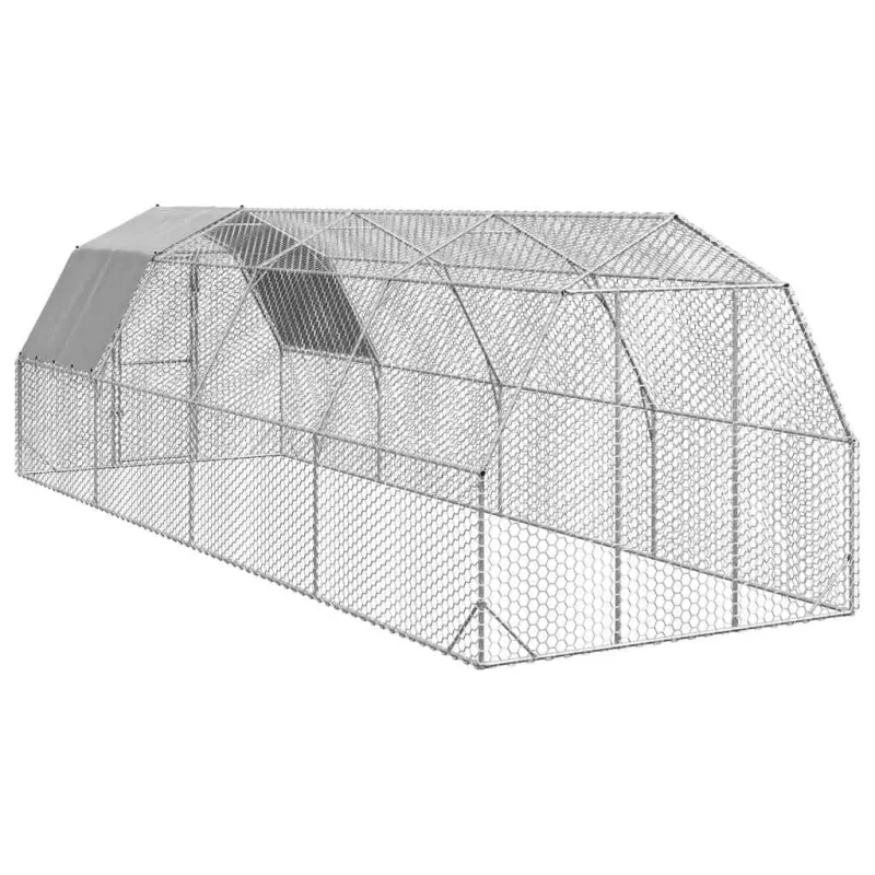 vištienos bėgimas su stogu 2,5x8x2,25 m cinkuoto plieno